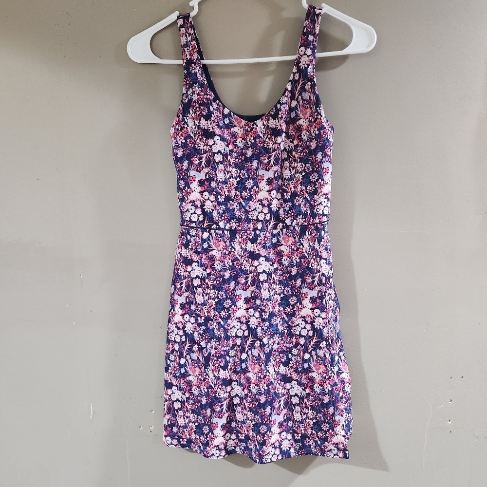 Offline By Aerie Floral Romper Size XS Pink And Blue